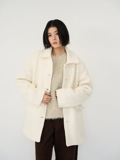 boucle wool midi coat