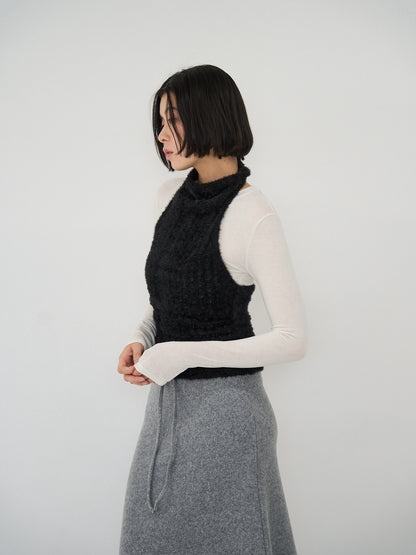 fuzzy mock neck top