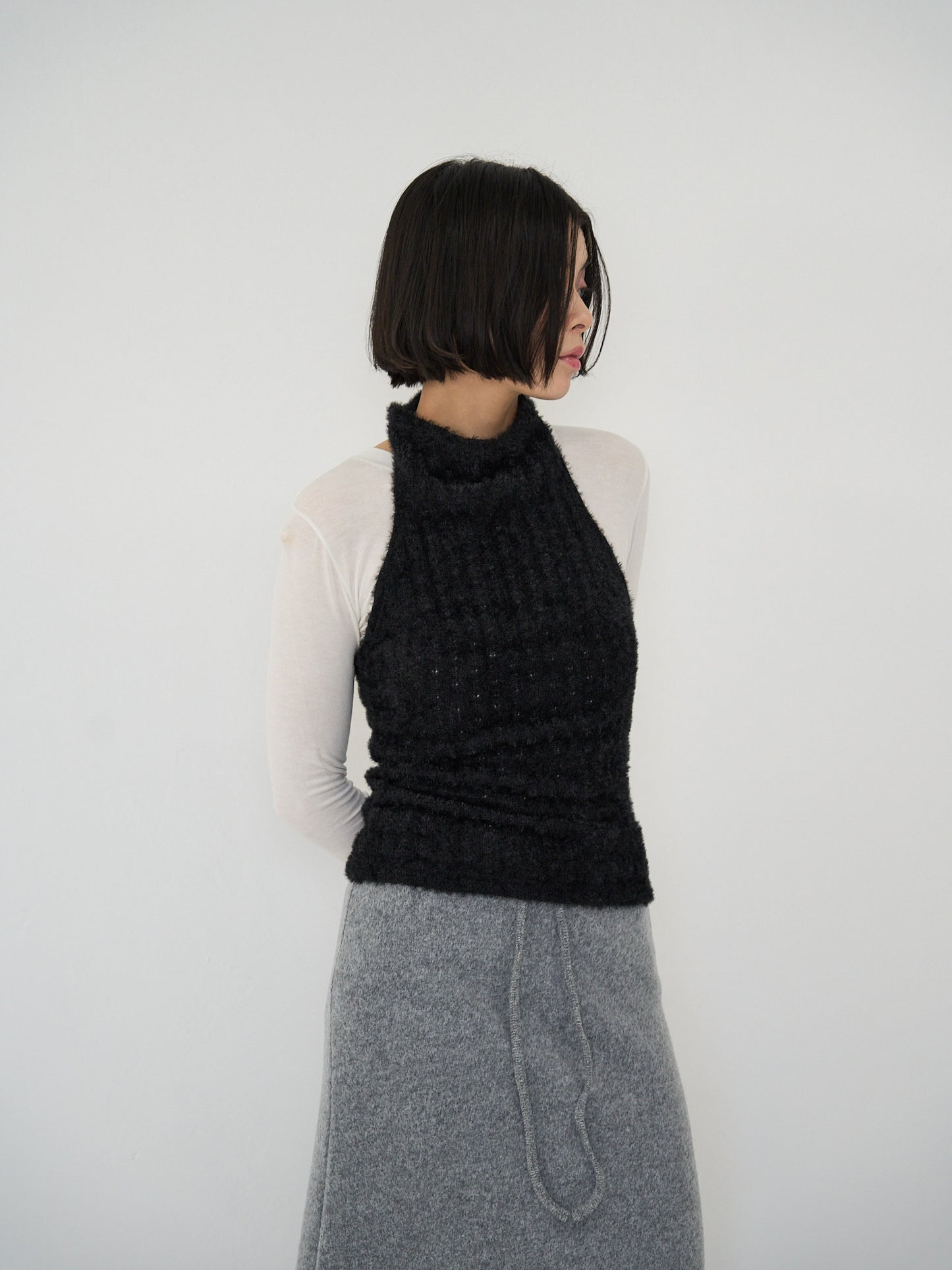 fuzzy mock neck top