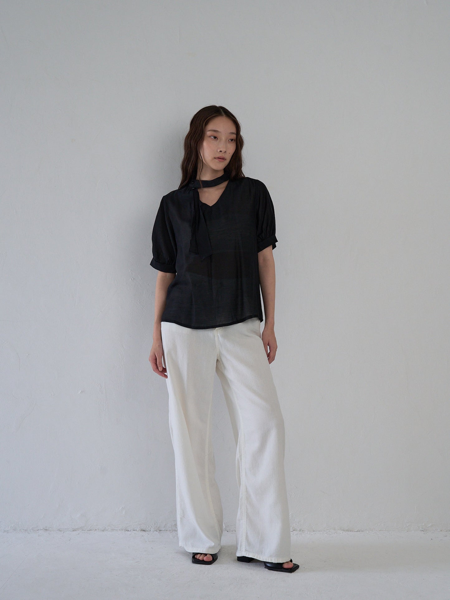 sheer tie blouse
