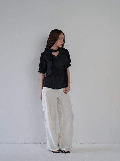 sheer tie blouse