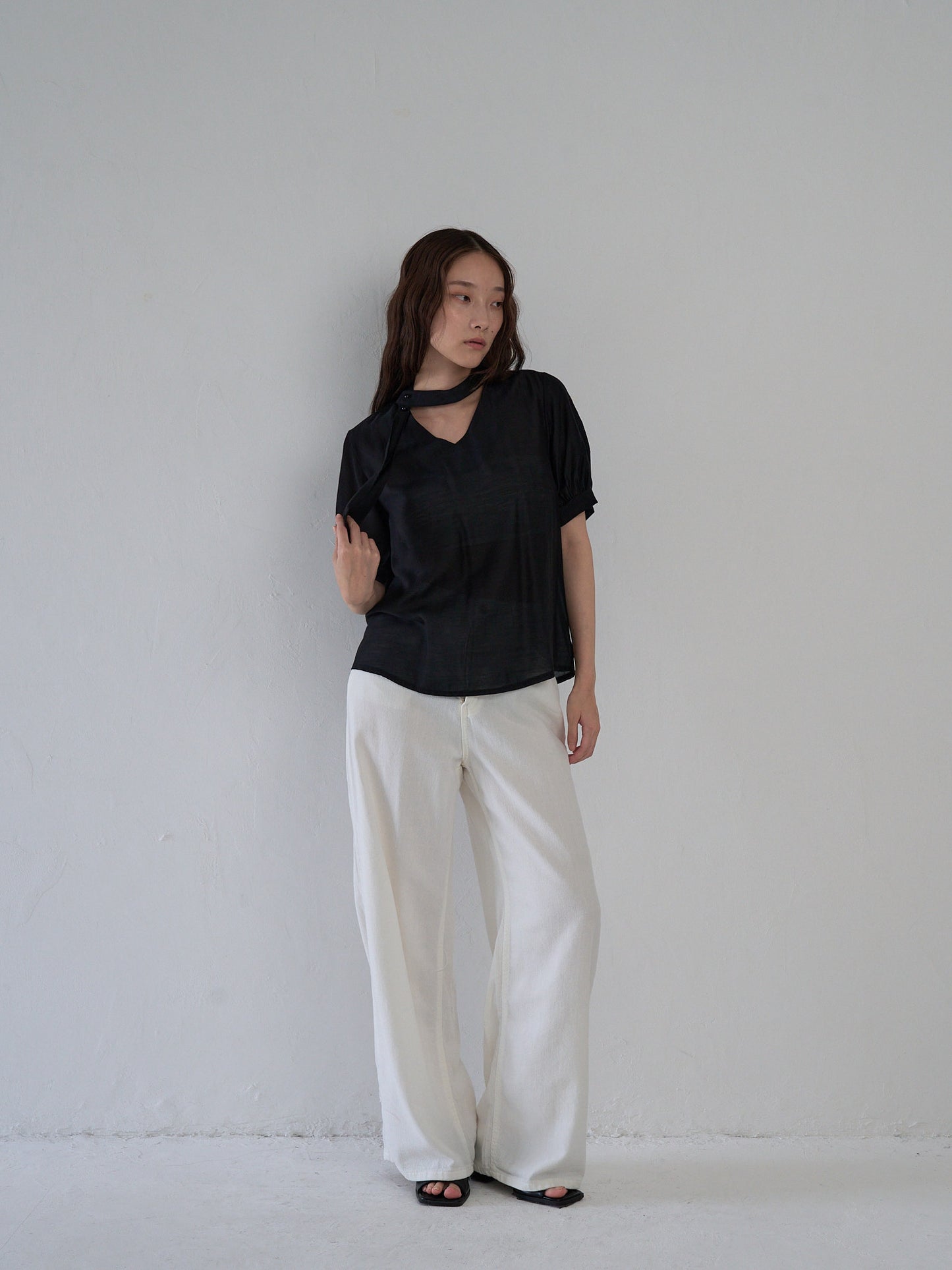sheer tie blouse