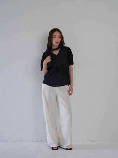 sheer tie blouse