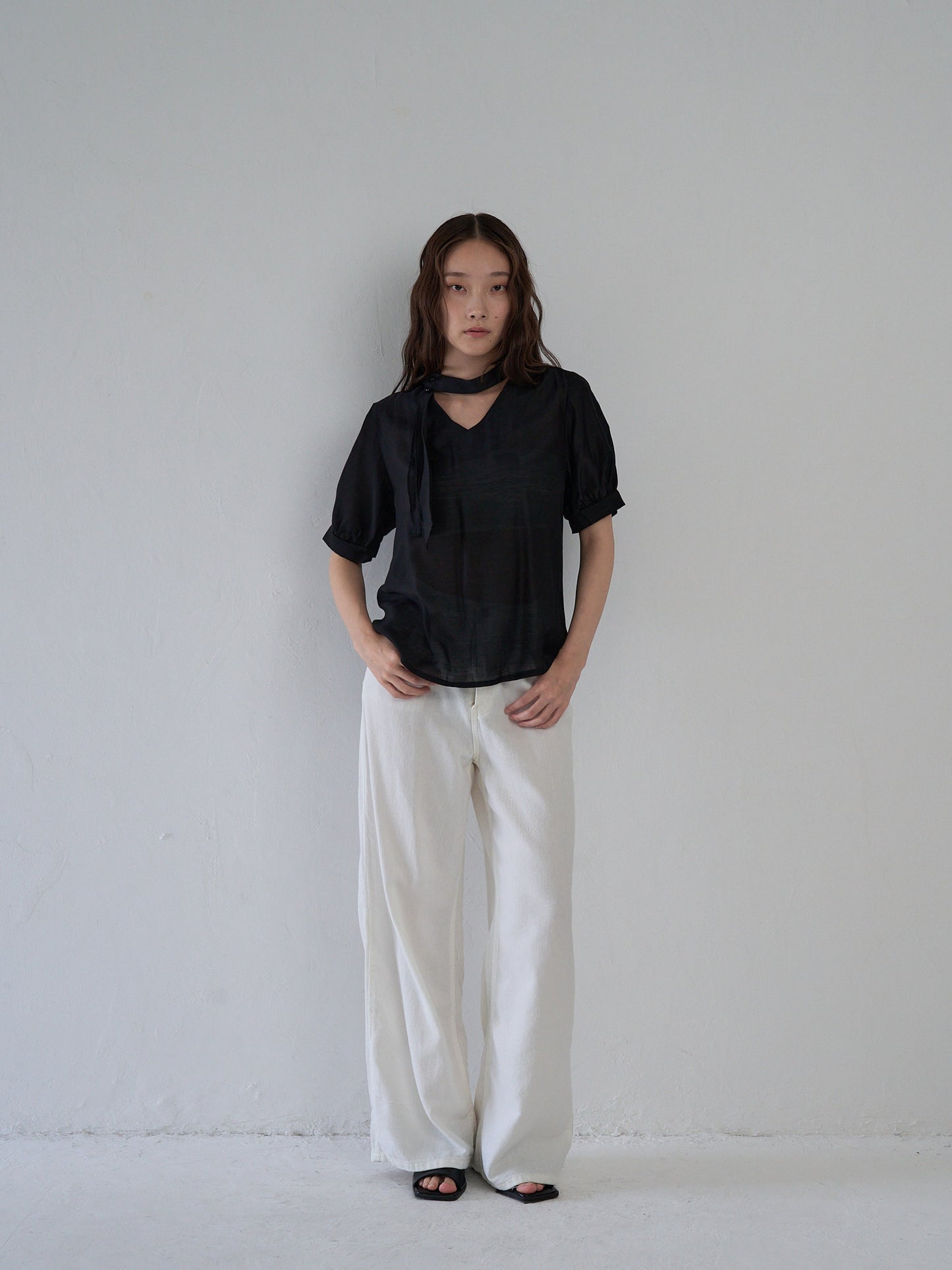 sheer tie blouse