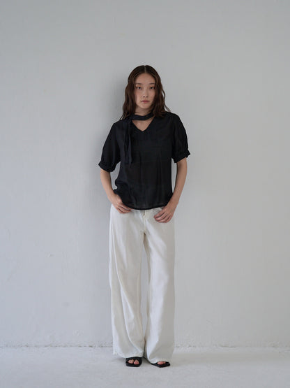 sheer tie blouse