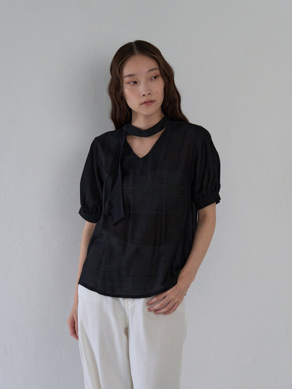 sheer tie blouse