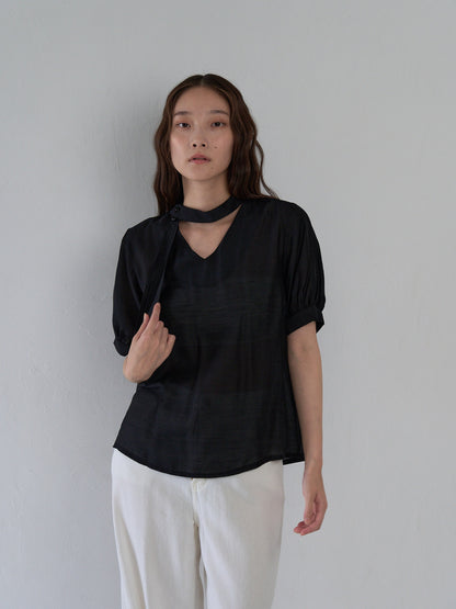 sheer tie blouse