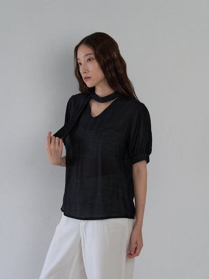 sheer tie blouse