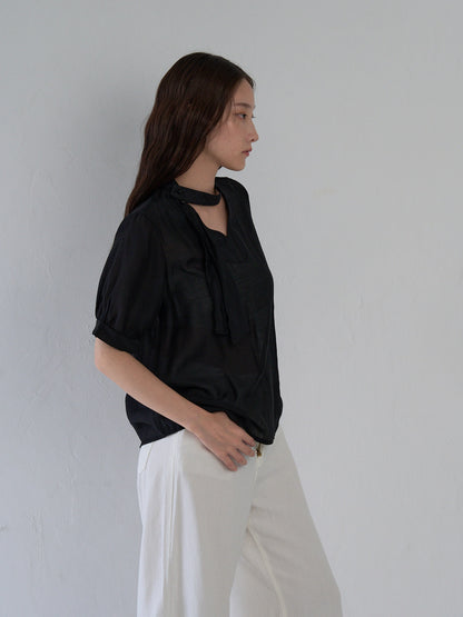 sheer tie blouse
