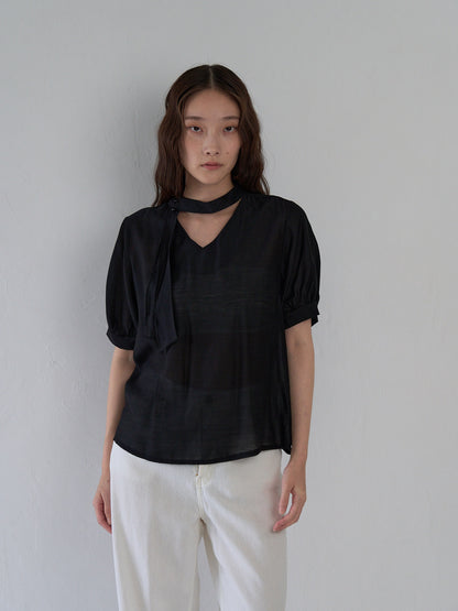 sheer tie blouse