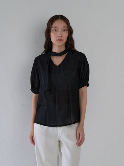 sheer tie blouse