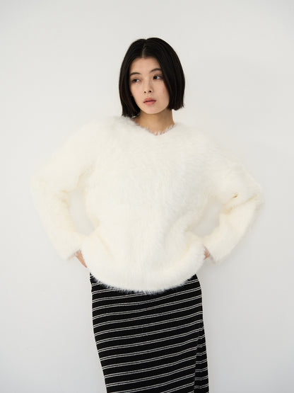 feather knit pullover