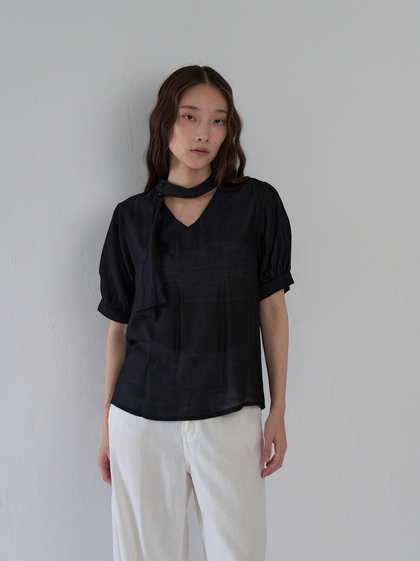 sheer tie blouse