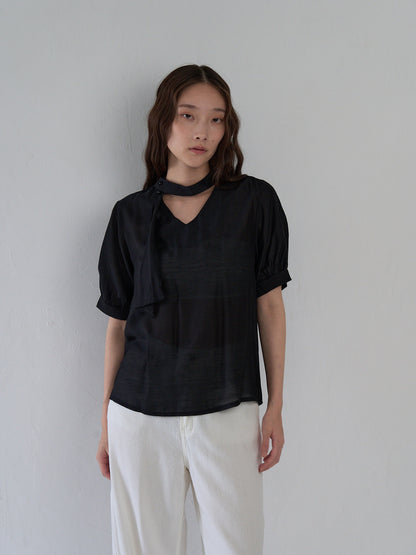 sheer tie blouse