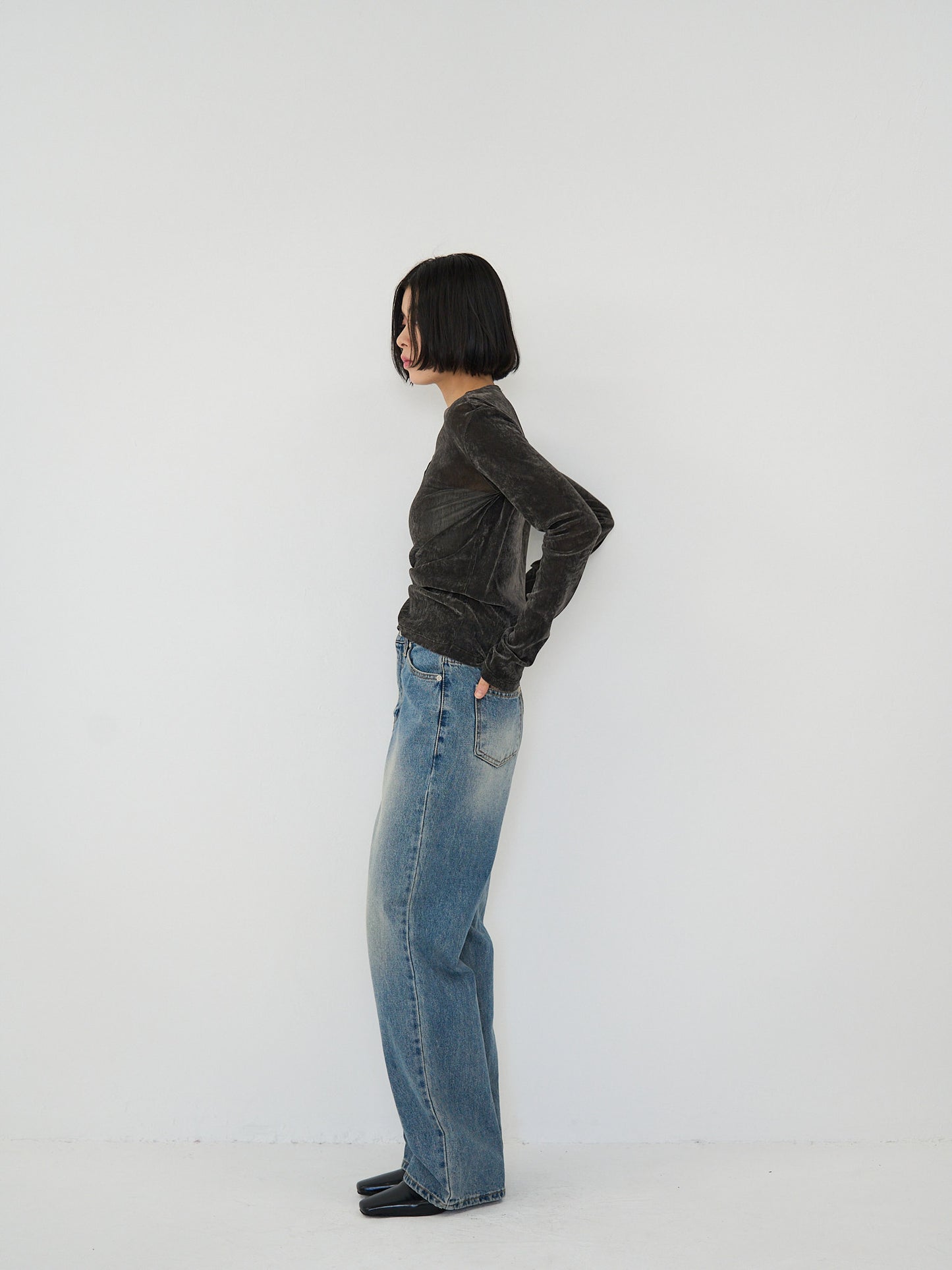 sheer velvet henley top