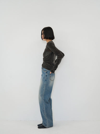 sheer velvet henley top