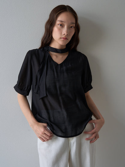 sheer tie blouse