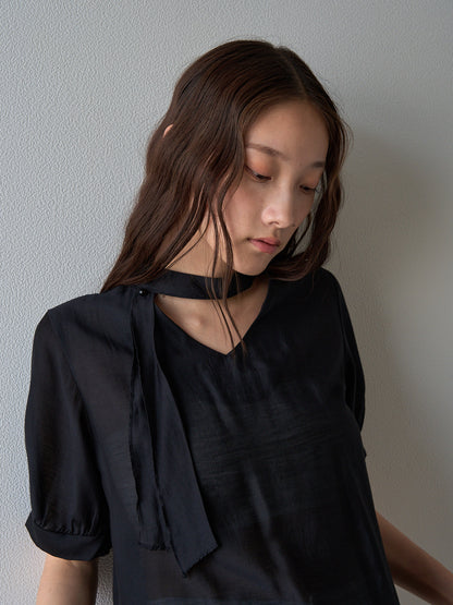 sheer tie blouse