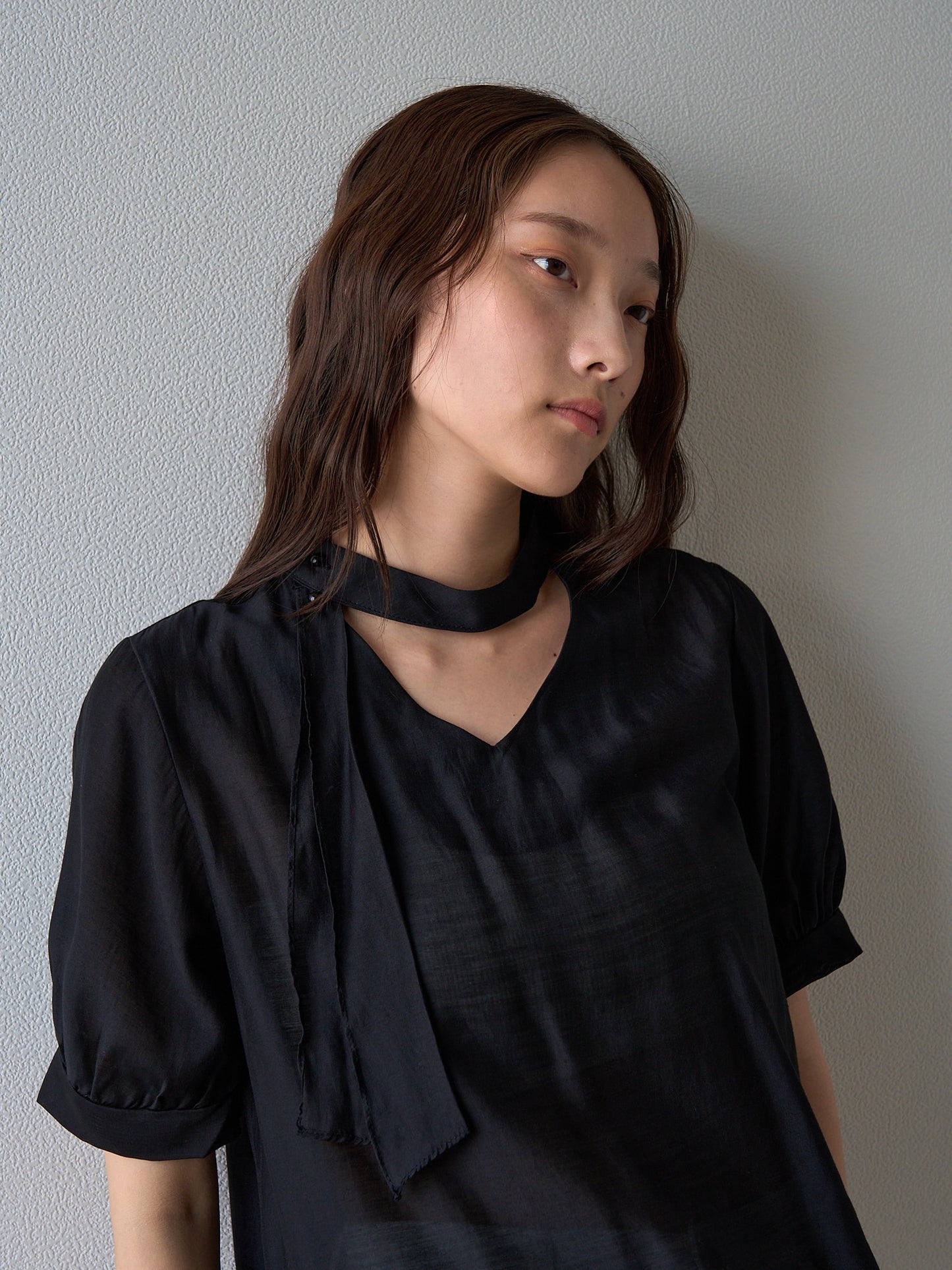 sheer tie blouse