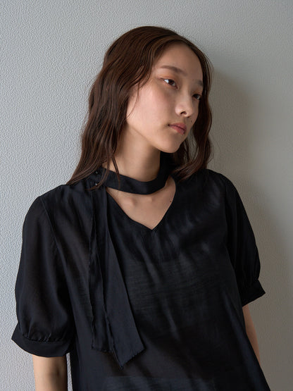 sheer tie blouse