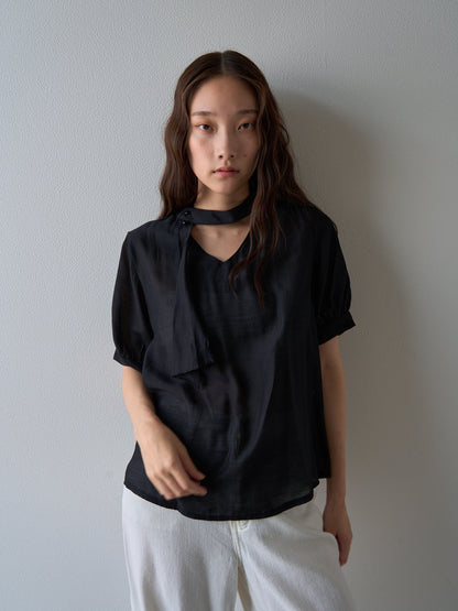 sheer tie blouse