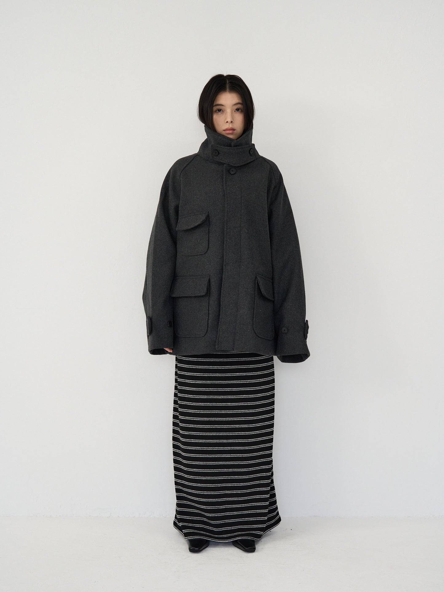 flap pocket wool coat