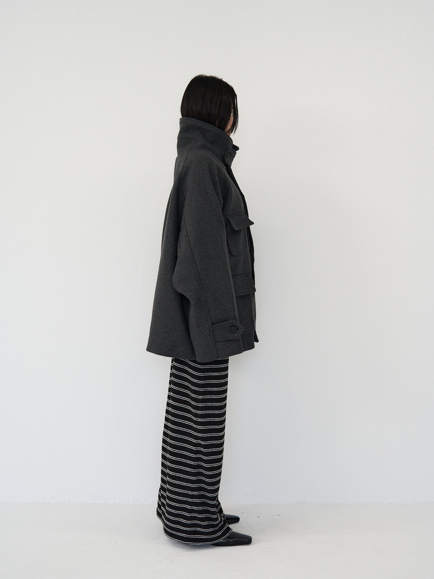 flap pocket wool coat