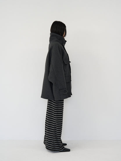 flap pocket wool coat