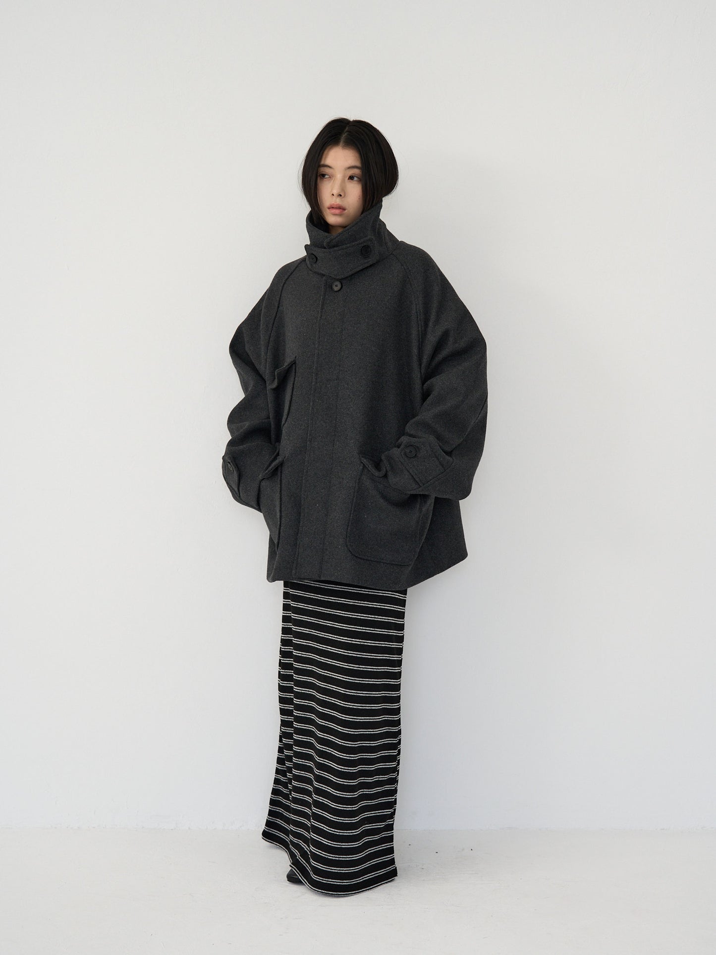 flap pocket wool coat