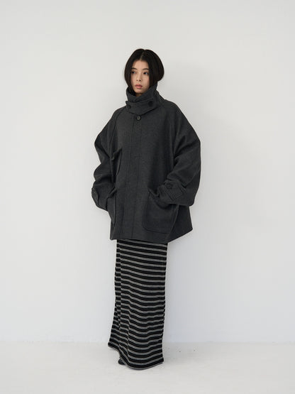 flap pocket wool coat