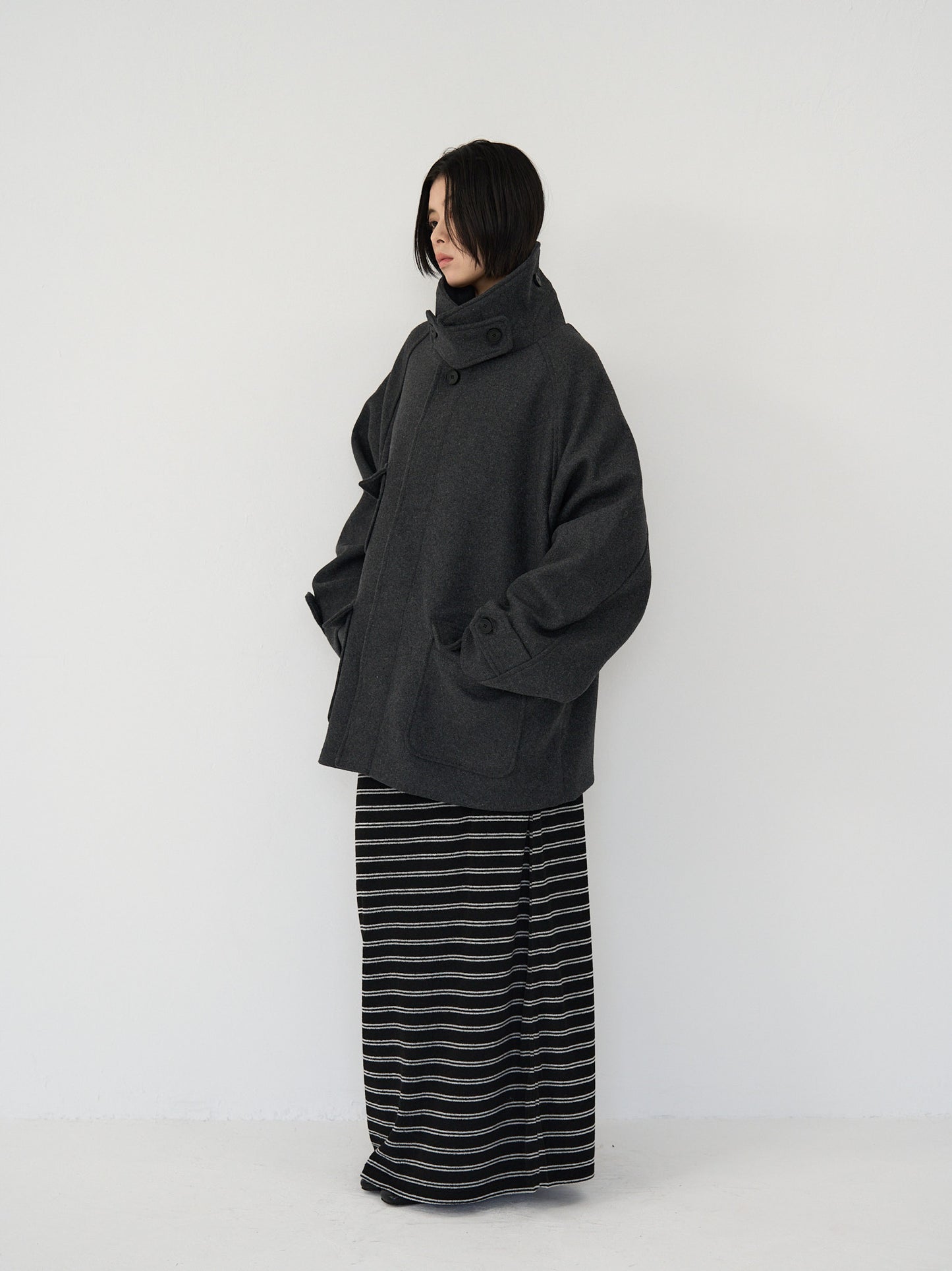 flap pocket wool coat