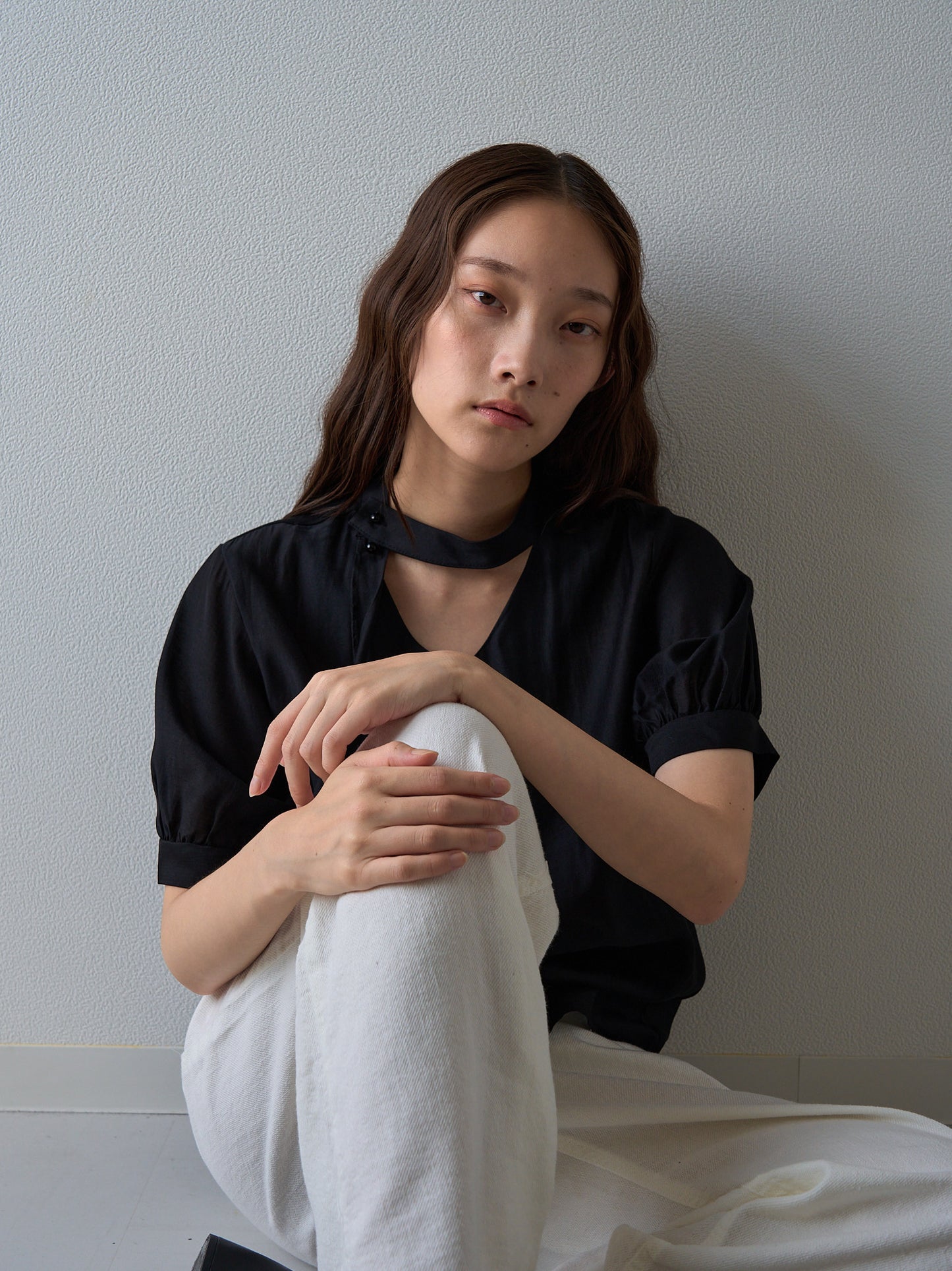 sheer tie blouse