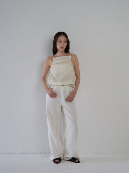 string shoulder wrinkle tops