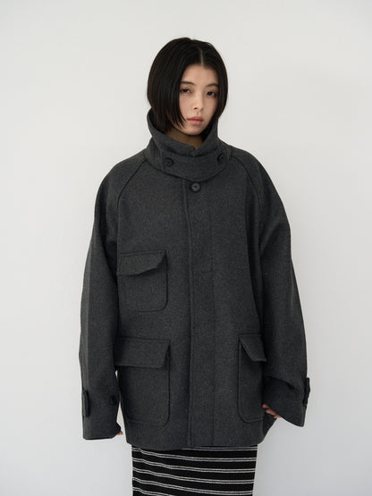 flap pocket wool coat