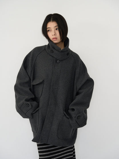 flap pocket wool coat