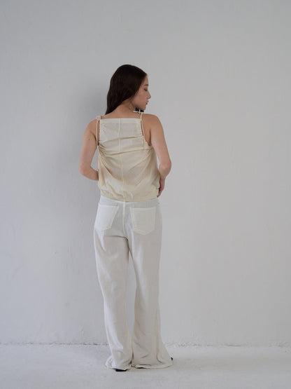 string shoulder wrinkle tops