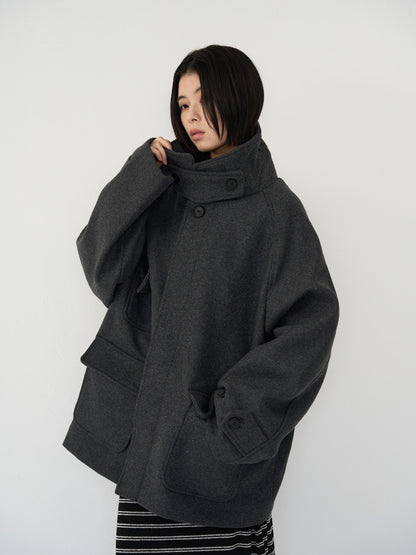 flap pocket wool coat
