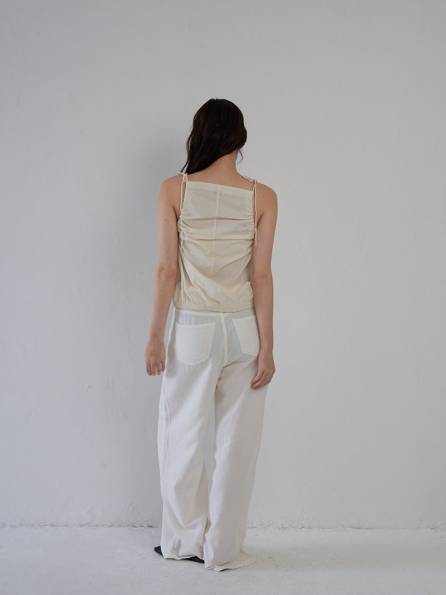 string shoulder wrinkle tops