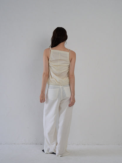 string shoulder wrinkle tops