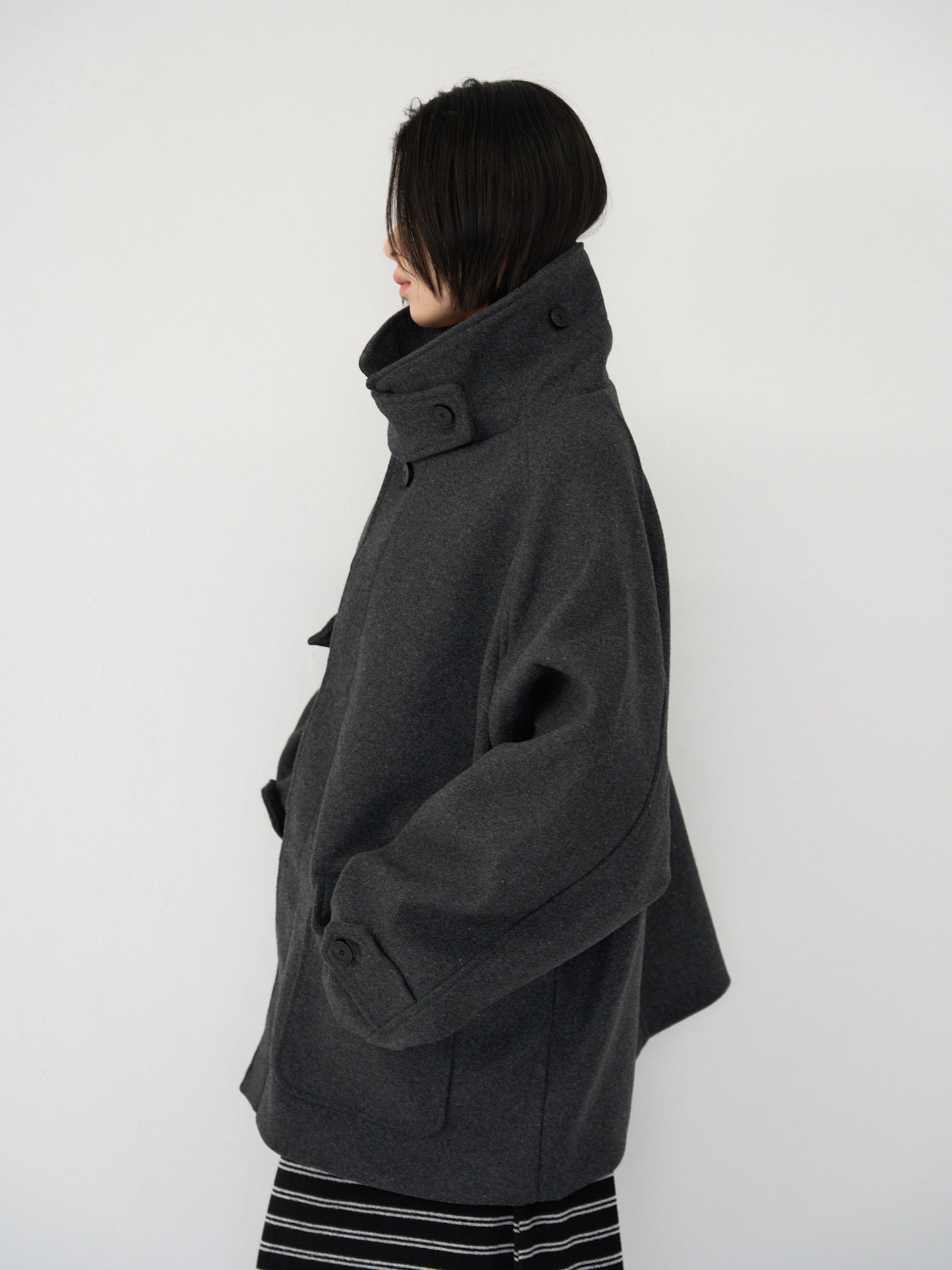 flap pocket wool coat