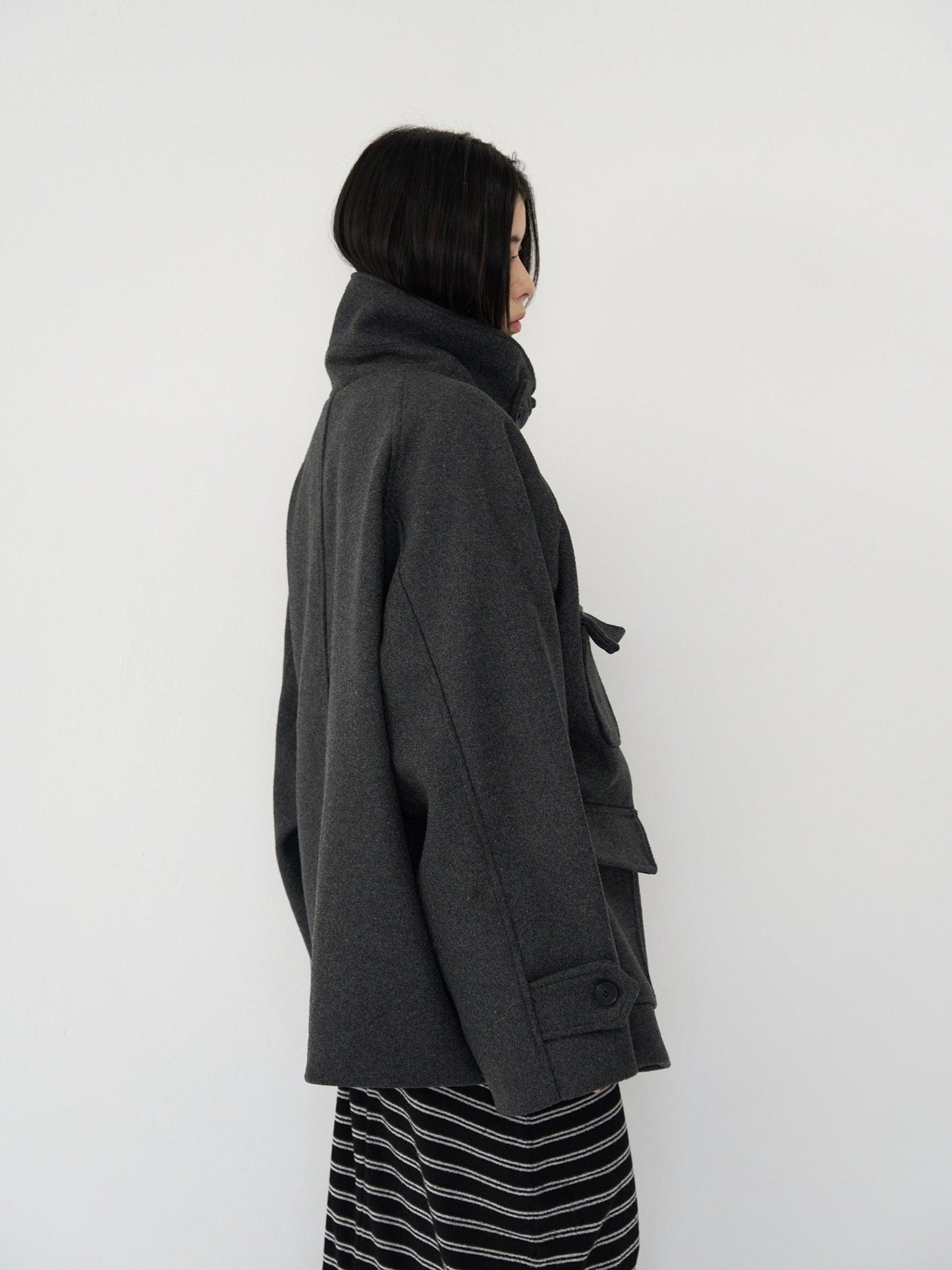 flap pocket wool coat