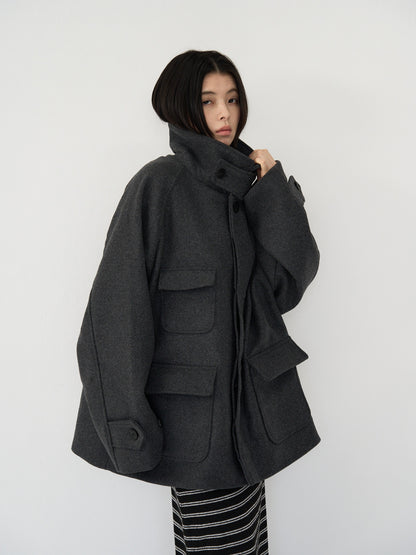 flap pocket wool coat