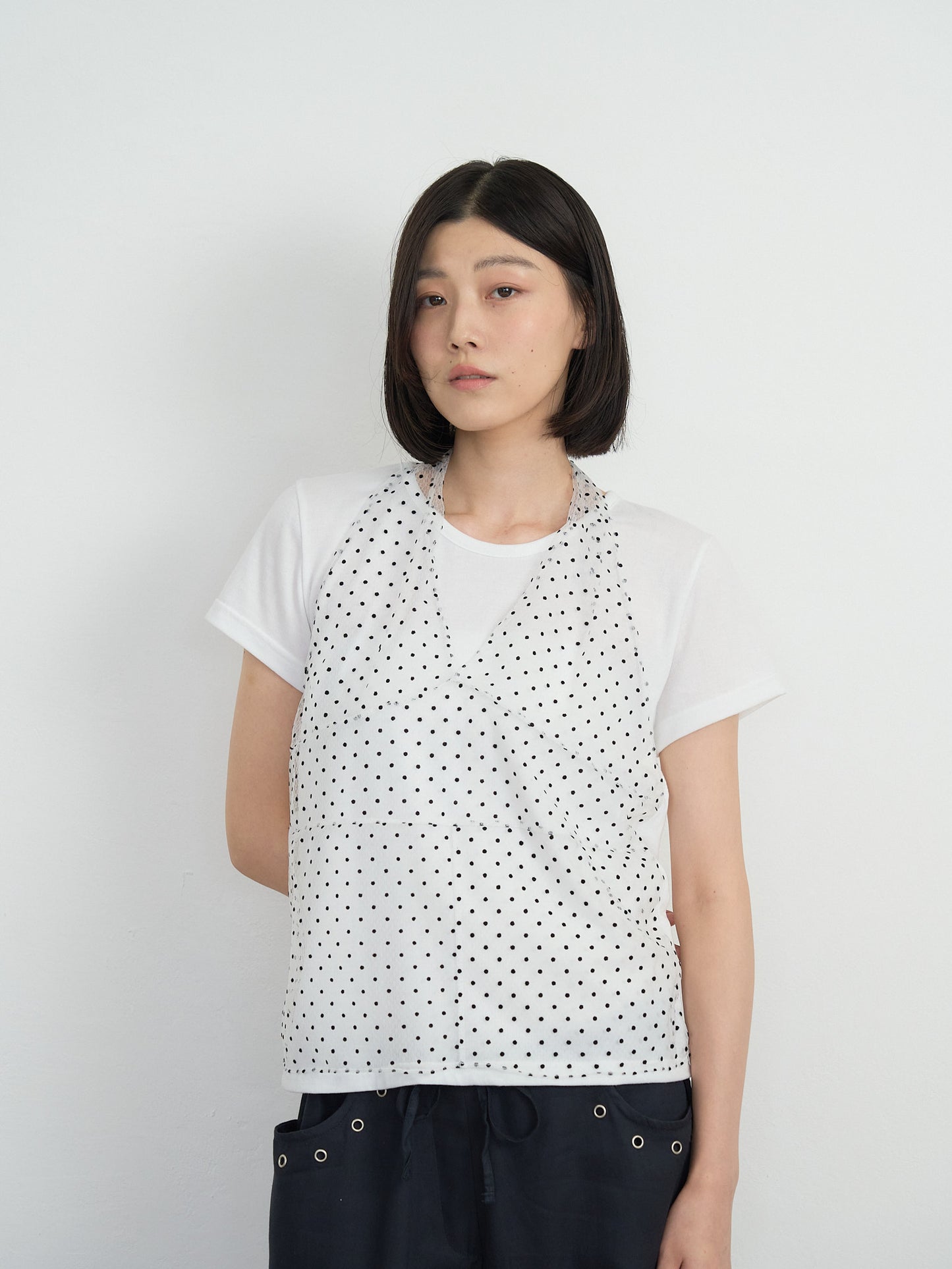 sheer dot layered tee