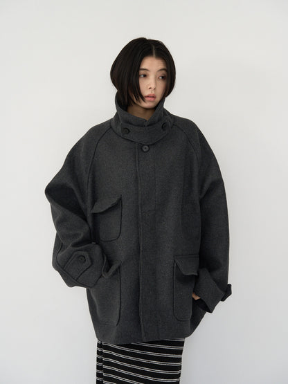flap pocket wool coat