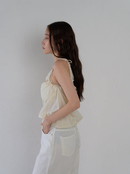 string shoulder wrinkle tops