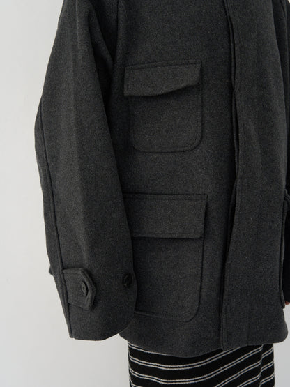 flap pocket wool coat