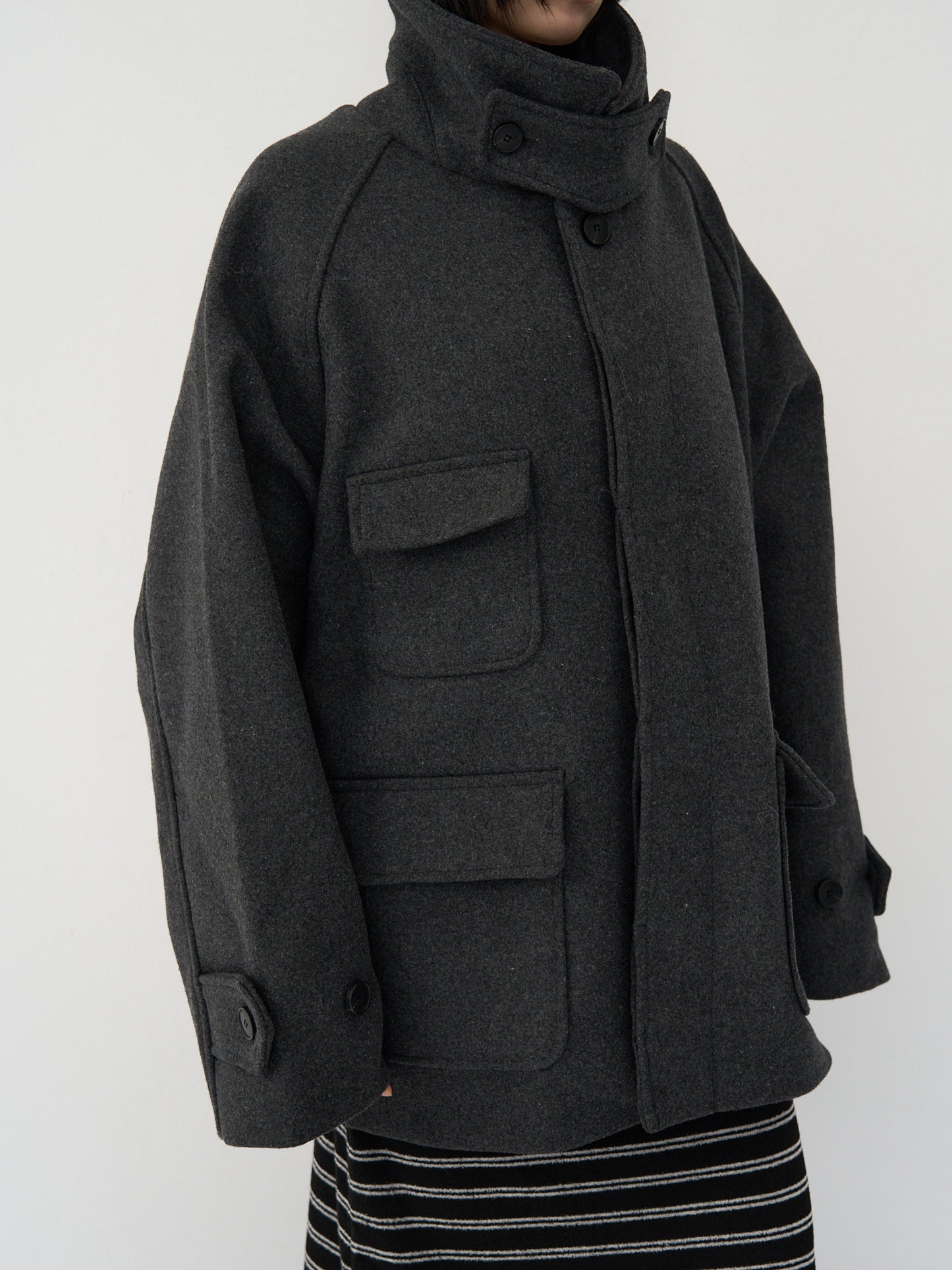 flap pocket wool coat
