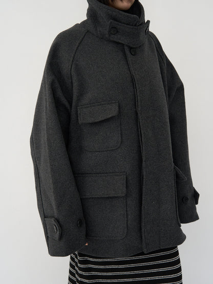 flap pocket wool coat