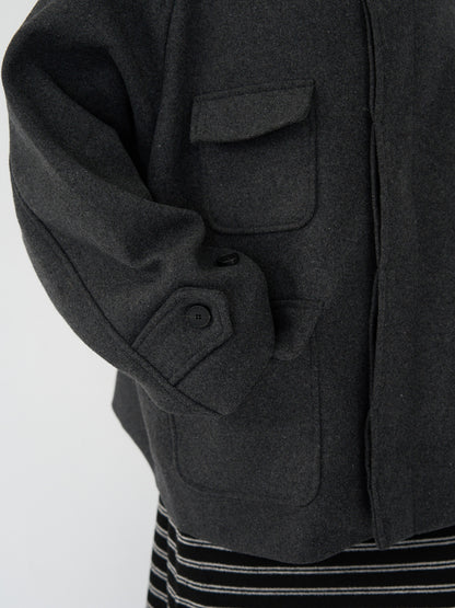 flap pocket wool coat