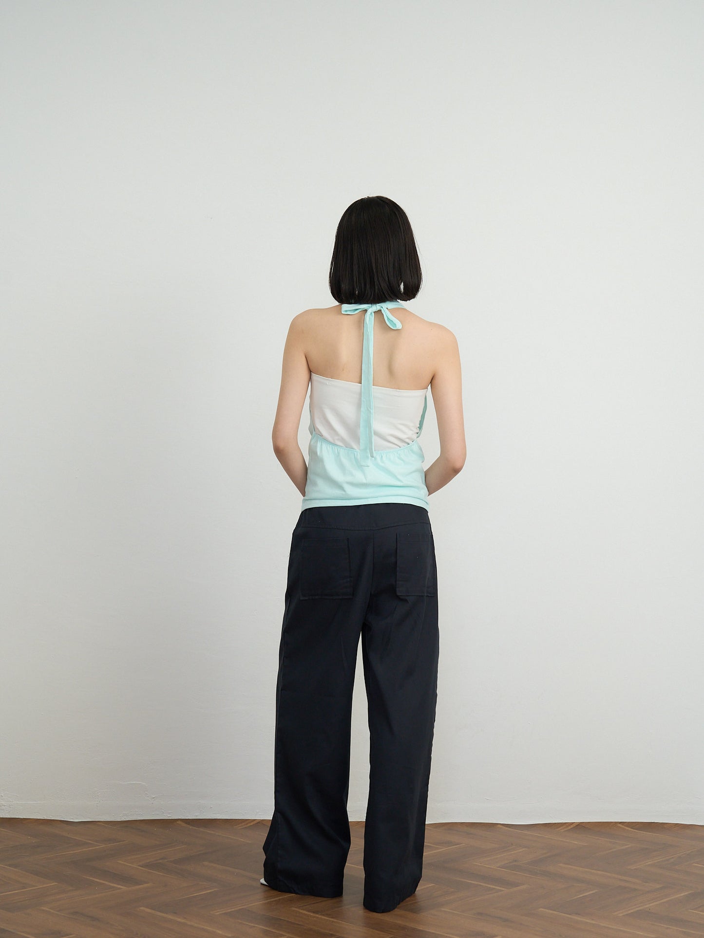 draped halter top